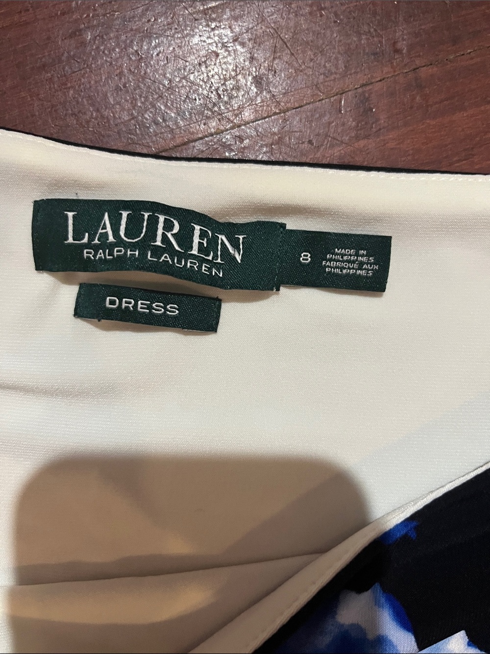 Ralph Lauren Black and Cream Midi Dress with Blue Floral Print - Picture 2 of 10